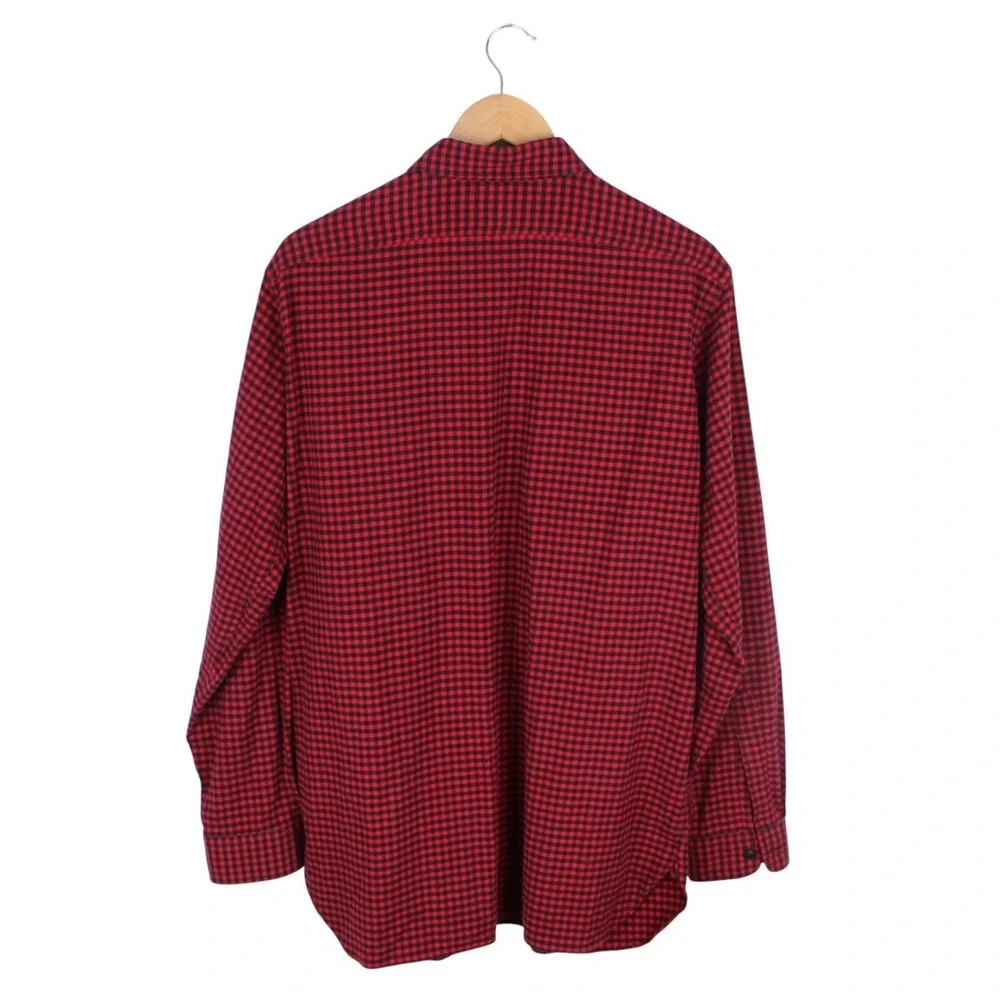 Polo Ralph Lauren Buffalo Plaid Flannel Shirt Red Black Button Front Size Large